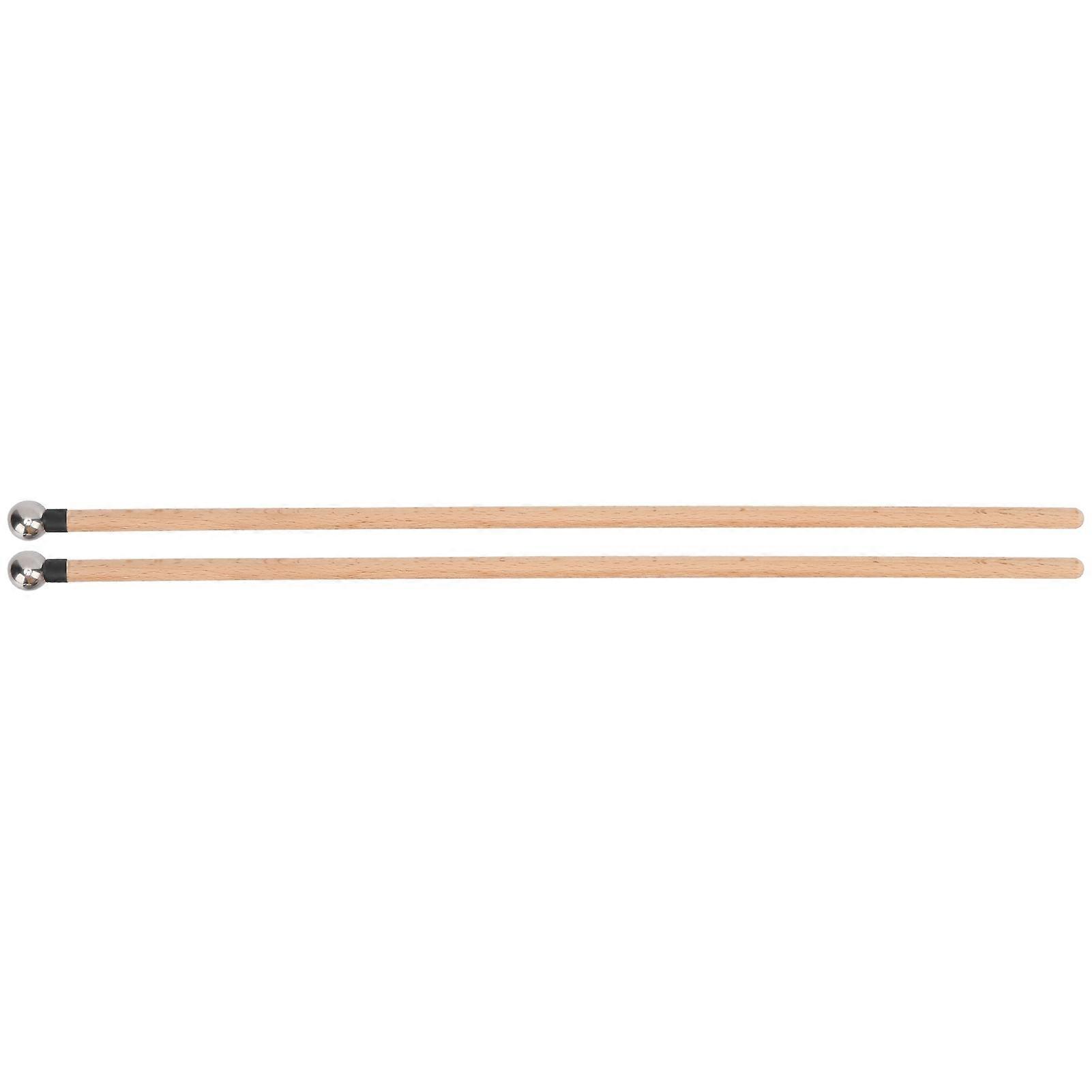 1 Pair Carillon Mallets Metal Head Maple Wooden Handle Tremolo Hammer for Beginner Silver