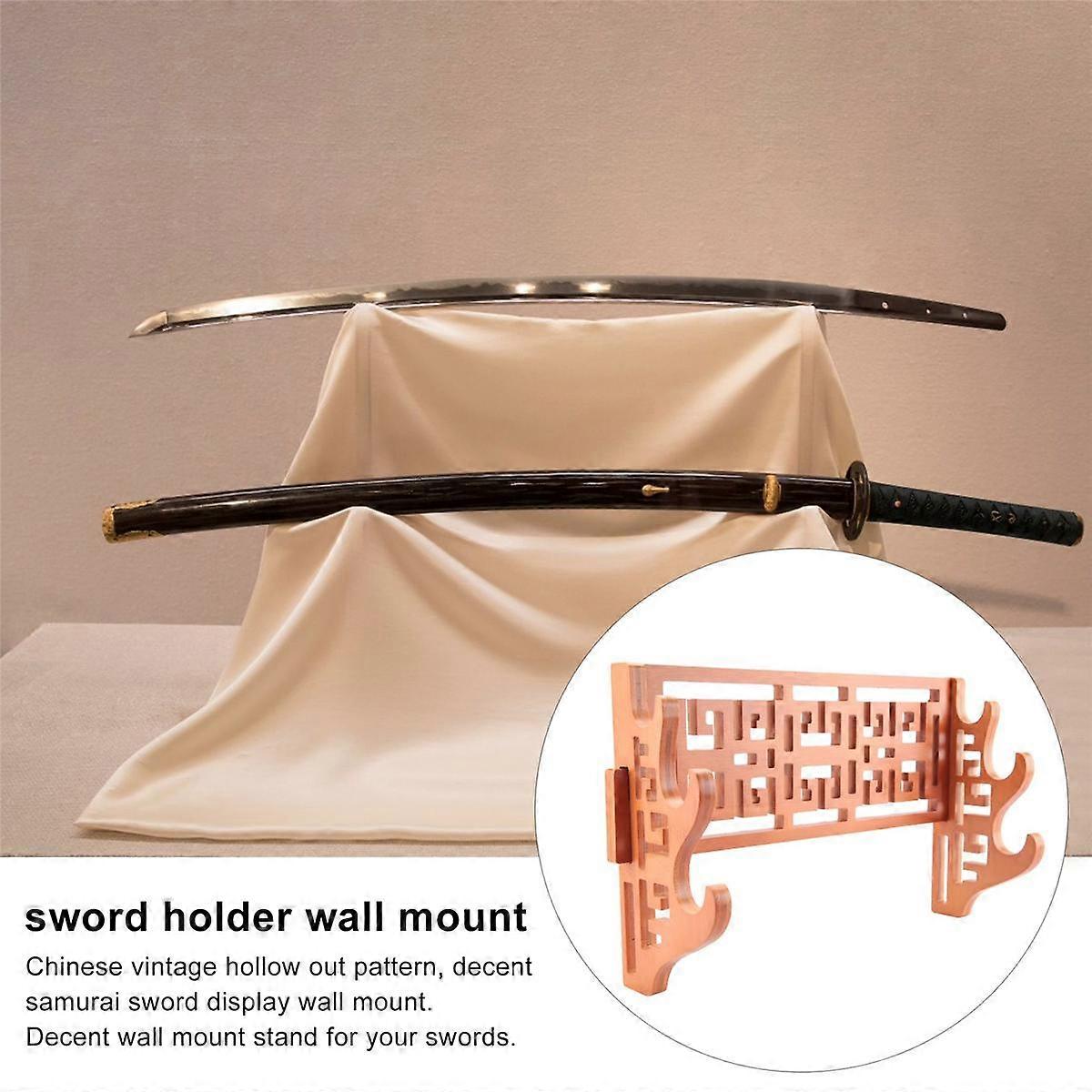 3 Tier Bamboo Sword Holder Wall Mount Display Stand Samurai Sword Rack ...