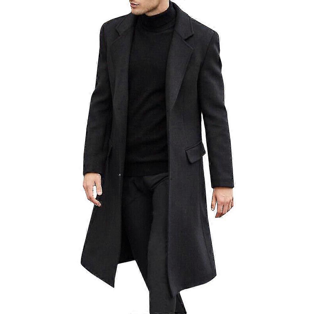Winter Men Trench Coat Long Overcoat Jacket Formal Smart Outerwear