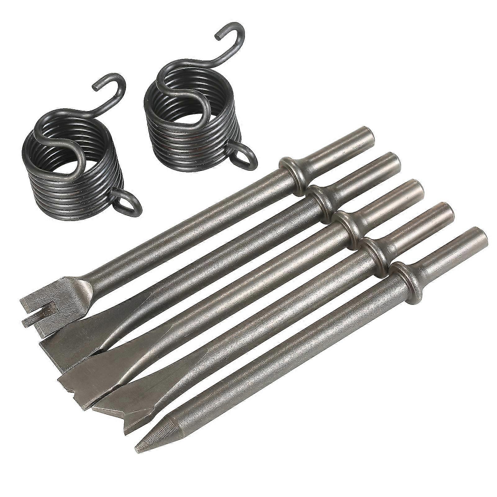 7-Piece Pneumatic Chisel Set Heavy Duty Air Hammer Punch Chisel Bits for Chipping Brick Stone Concrete Tile