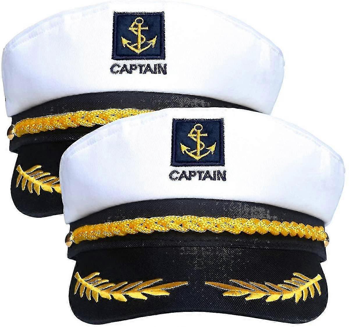2 Pieces Navy Marine Admiral Style Hat - Adjustable Shisailor Cap