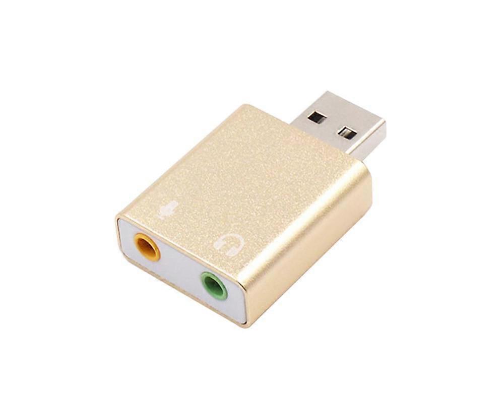 Alloy External Sound Card USB7.1 Audio Adapter with 3.5mm Jack for PC Notebook - Golden