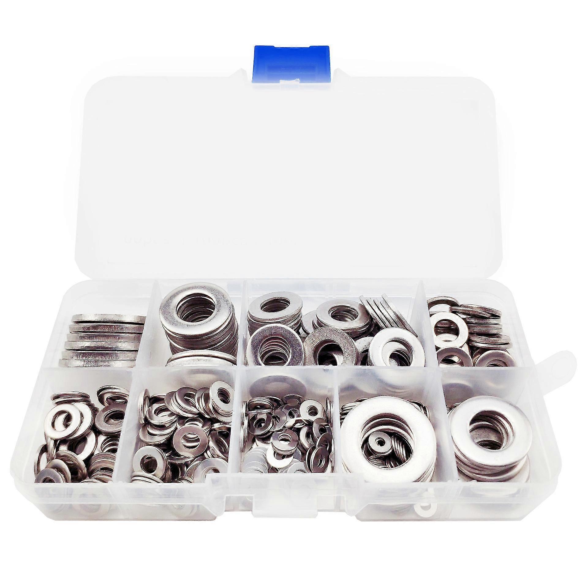 Flat Washers, 9 Sizes Stainless Steel Flat And Lock Washers Assortment Set580pcs
