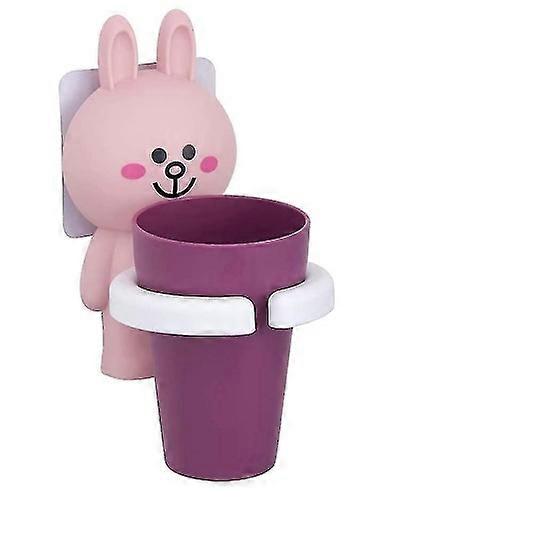 Children's Toothbrush Cup Pink Rabbit Pattern