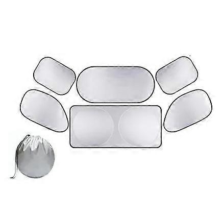 6Pcs Car Windshield Sun Shade Set Silver Coated Double Loop Automotive Sunshade Sun Blocker Kit