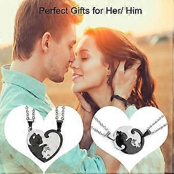 Puzzle Match Necklace Set For Couples - Stainless Steel Best Friend Necklaces, Valentine's Gift For Him & Her - View #11