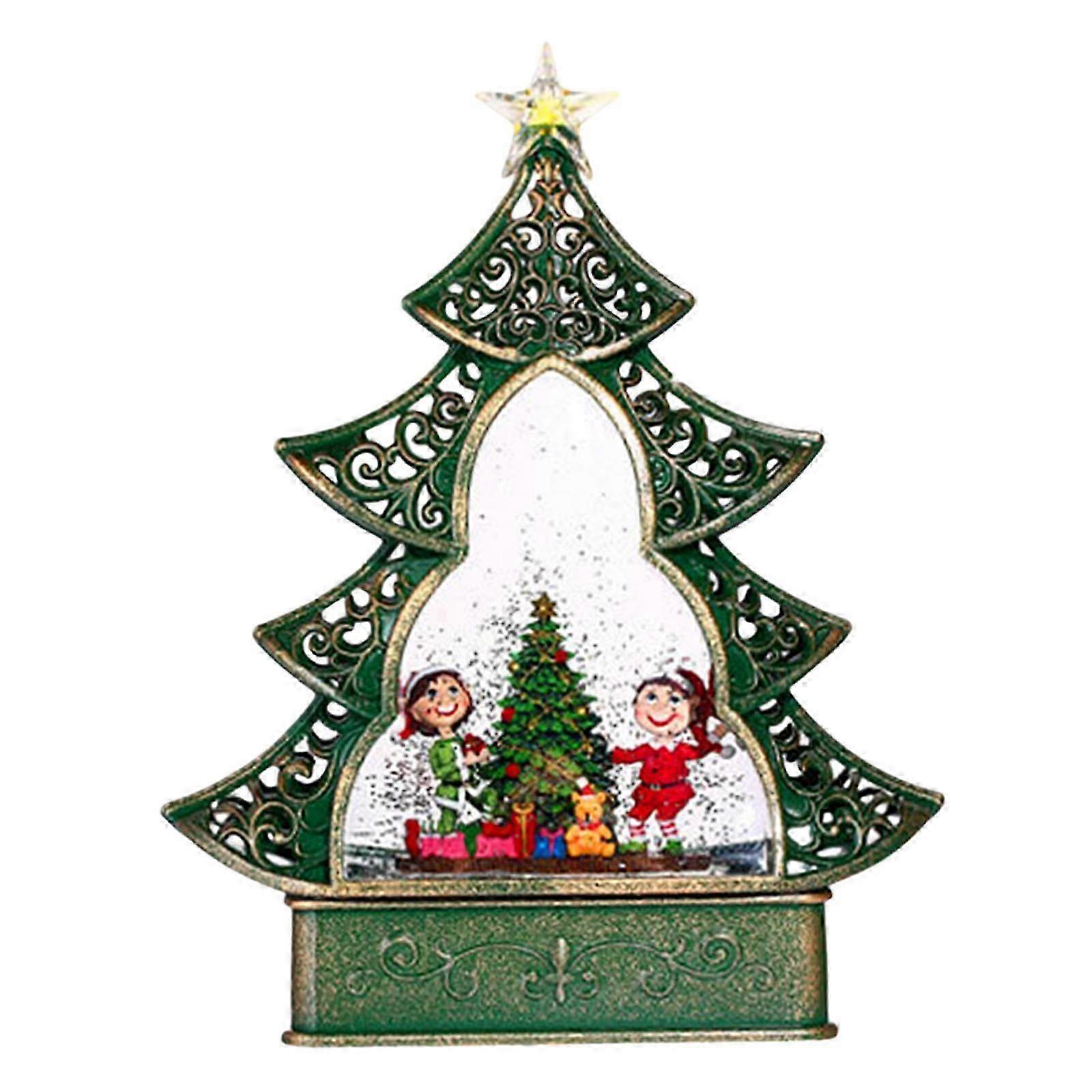 クリスマスツリーオルゴールアイアンスカルプチャーオルゴール誕生日屋内ホームサンタクロース
