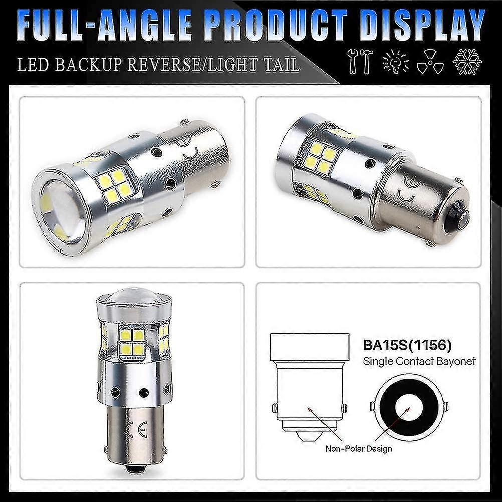 Led For Car And Motorcycle, 1300lm, With Projector Lens, 6000k White For Taillight, Reverse Lights, Drl Daytime Running Lights, Stop Bulbs. (pack Of 2