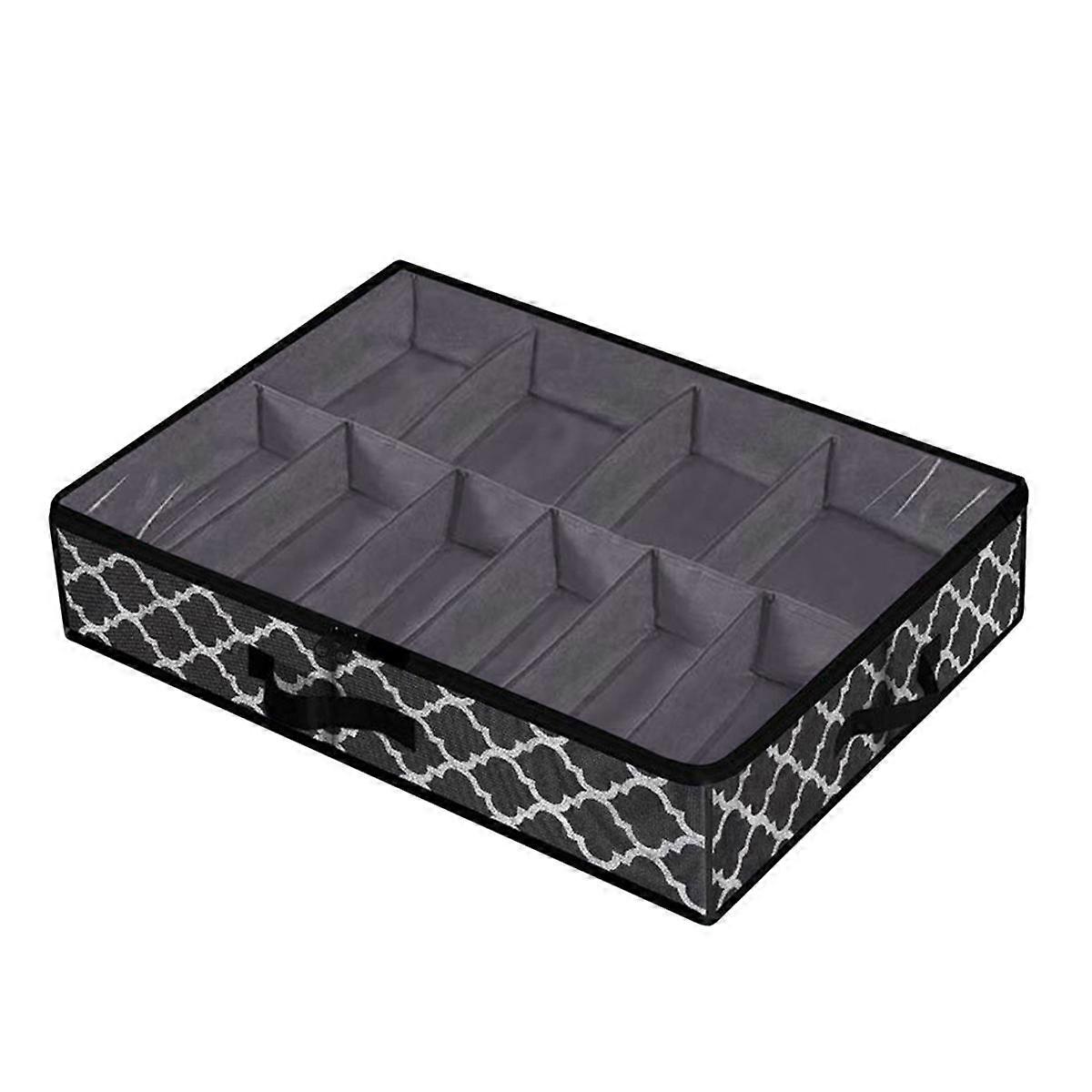 Under Bed Shoe Storage Box Drawer Organizer for Shoe Storage Foldable Box for 12 Pairs of Shoes,Bla