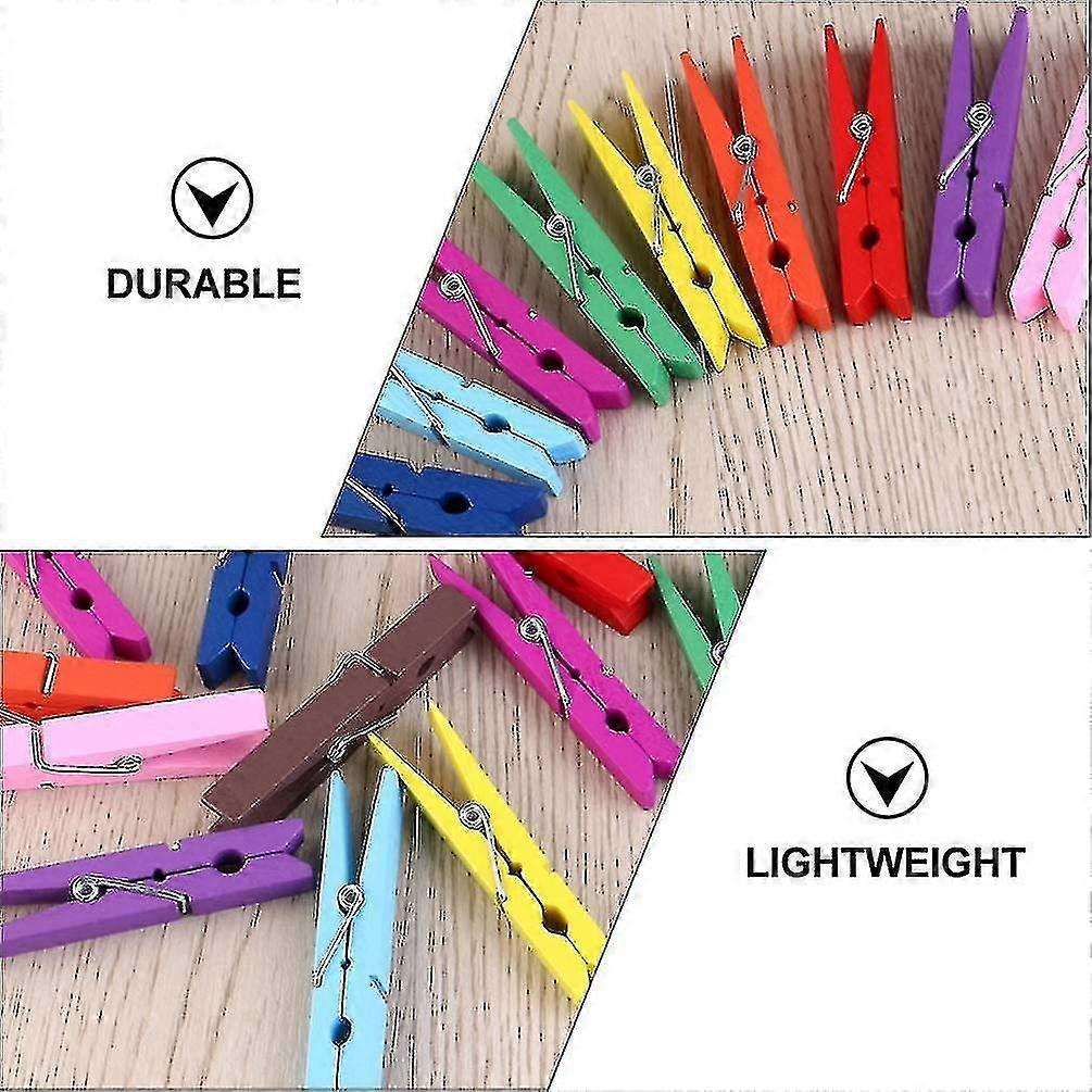 Clothes Pegs 2.9 Inches Wooden Clothes Pegs 40x Mixed Color Strong Metal Springs