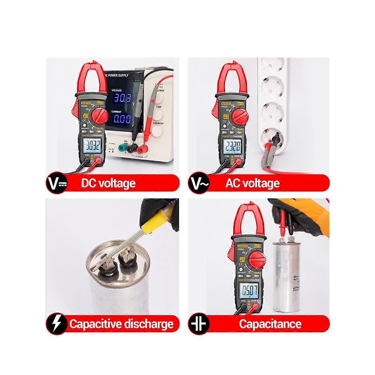 PN200 Digital Clamp Meter DC/AC 600A Current 4000 Counts Multimeter Ammeter Voltage Tester Car Hz