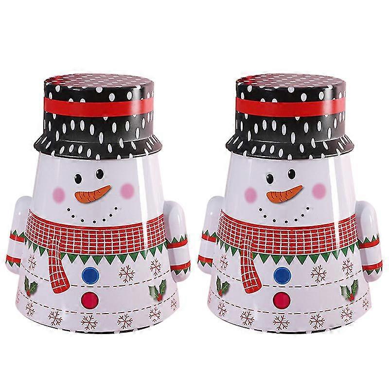 2pcs Christmas Tumbler Iron Candy Boxes Tea Storage Boxes Cookie Holders