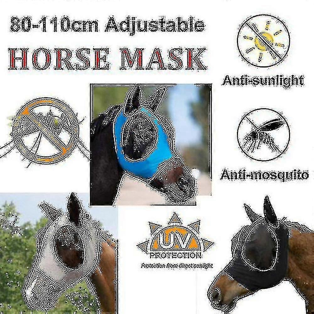 Super Comfort Horse Fly Mask Horse Mask With Ears Smooth And Elasticity Fly Mask With Uv Protection