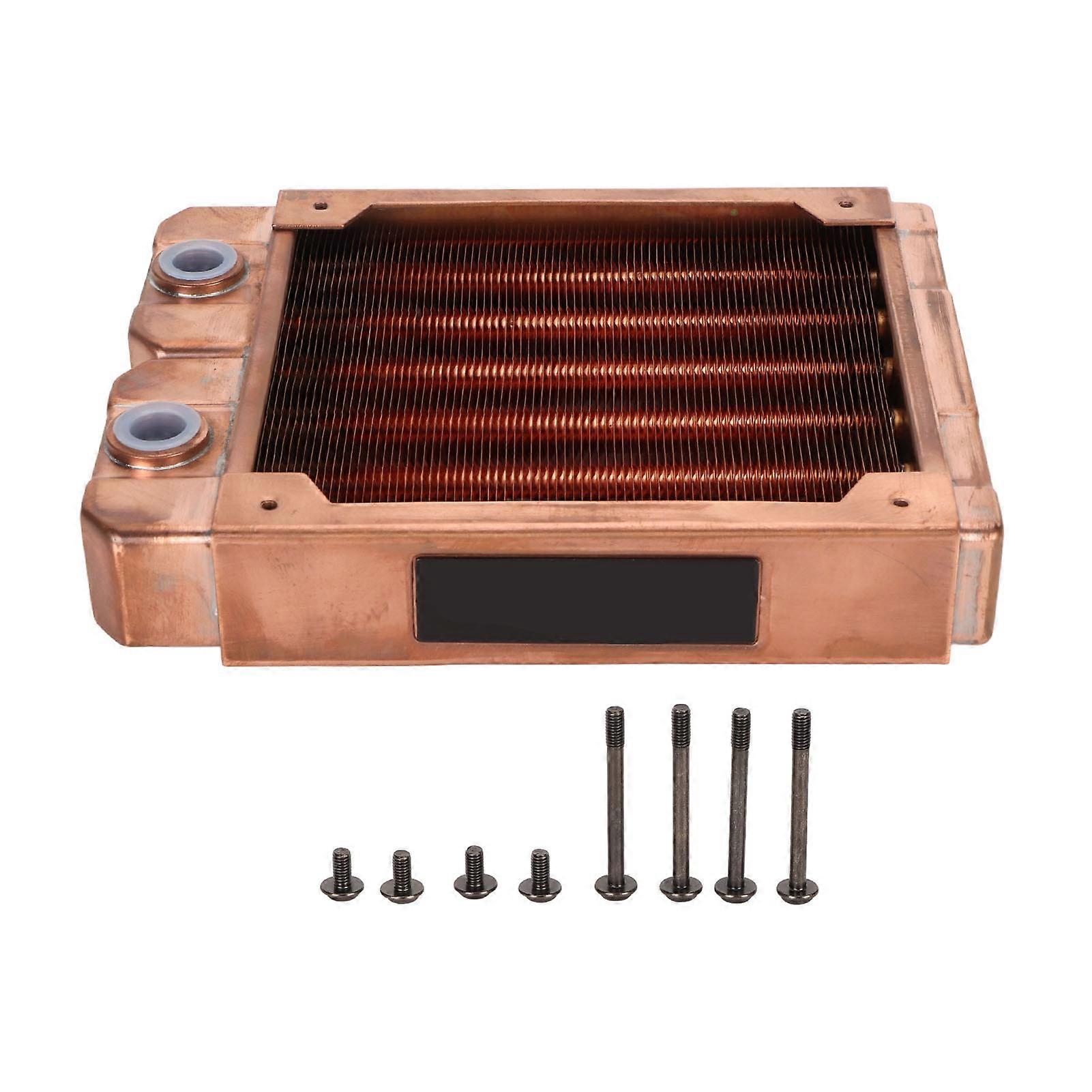Radiatore di raffreddamento ad acqua in rame rosso, tubo tondo da 7 mm, filettatura G1/4, scambiatore di calore a liquido per computer