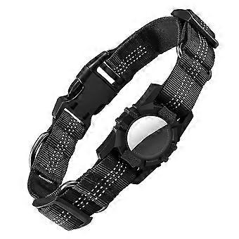 Dog Collar, Reflective Air Tag Dog Collar for Airtags - Adjustable Durable Heavy Duty Dog Collar Bl