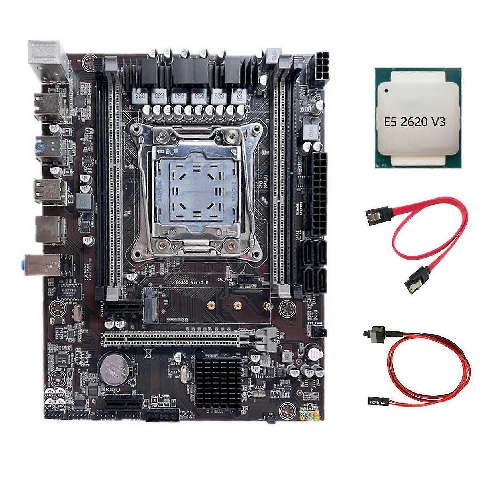 X99 moderkort LGA2011-3 dator moderkort Stöd DDR4 RAM-minne med E5 2620 V3 CPU + Switch C