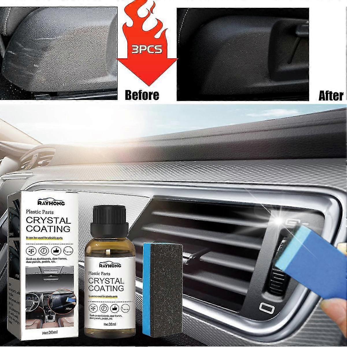 3pcs Auto Plastic Restore Refurbish Agent Car Interior Cleaner Dashboard Leather