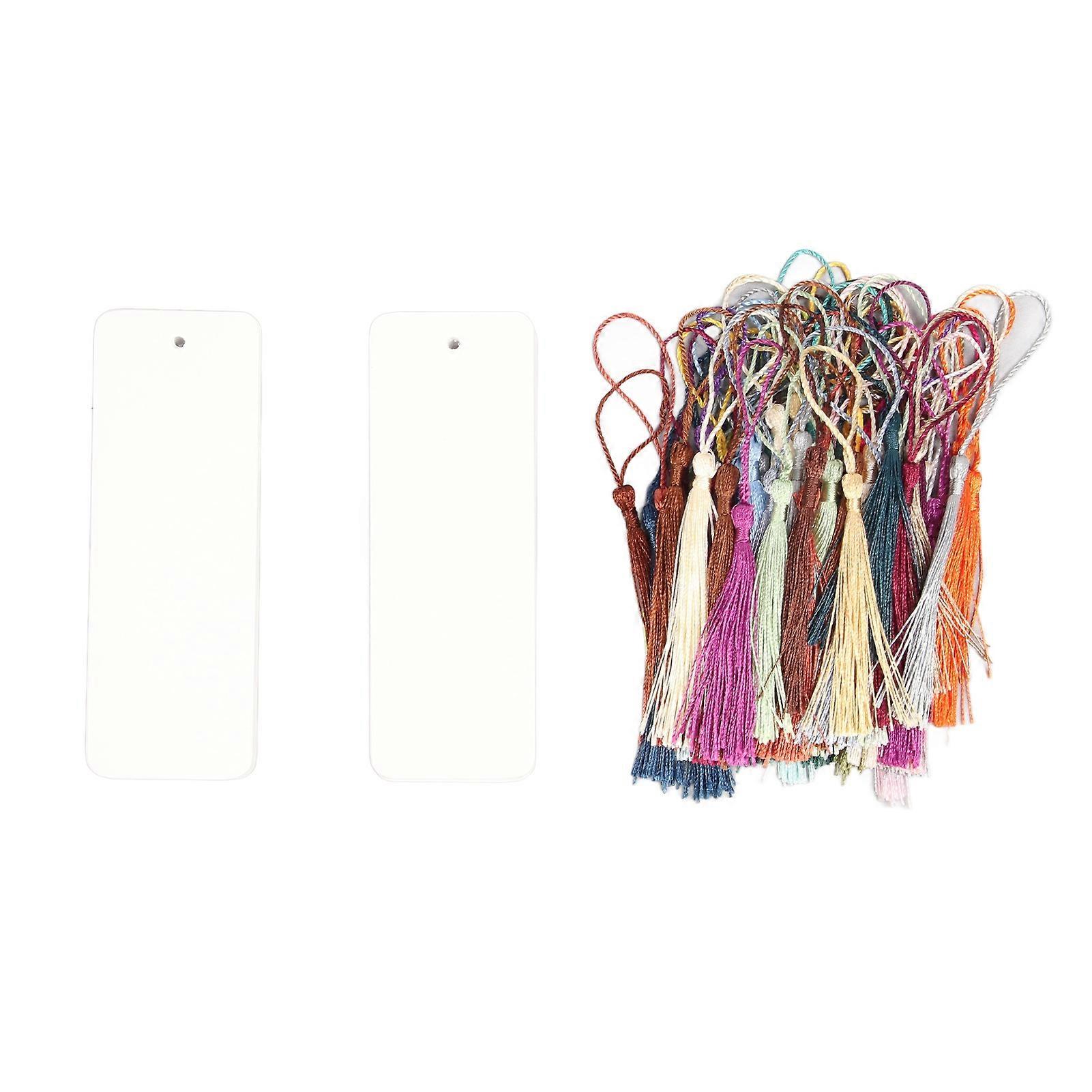 80 Sets Blank Bookmarks 5.5in Long 2in Wide Smoothing Widely Used Cardstock Bookmarks with Tassels for DIY Craft