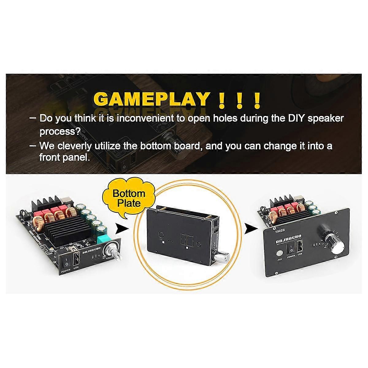 -1002S Bluetooth Amplifier Board 100W+100W 12-24V Wide Voltage Input Supports USB 3.5mm Input Audio Module B