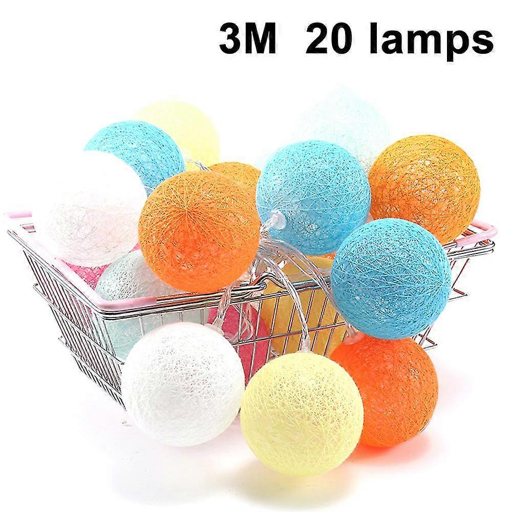 3M, 20 bolas de algodón cálidas - Luces de cadena de bolas de algodón LED Luces de cadena que funcionan con baterías para la decoración de luces nocturnas en interiores, como Navidad, boda, 