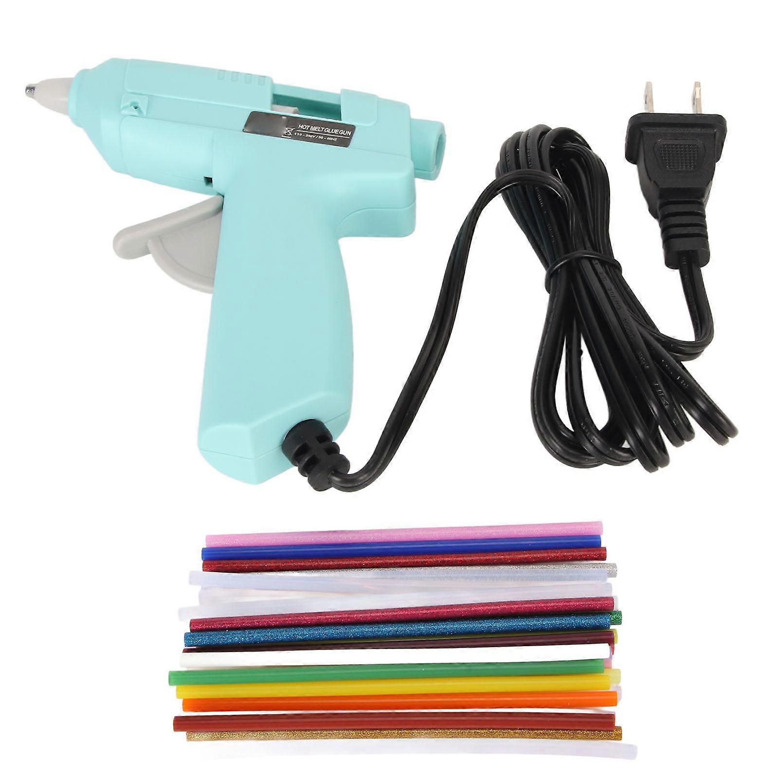 Hot Glue Tool 20W Fast Preheating DIY Mini Hot Melt Glue Machine with 30 Glue Sticks for Home School 110240V Blue