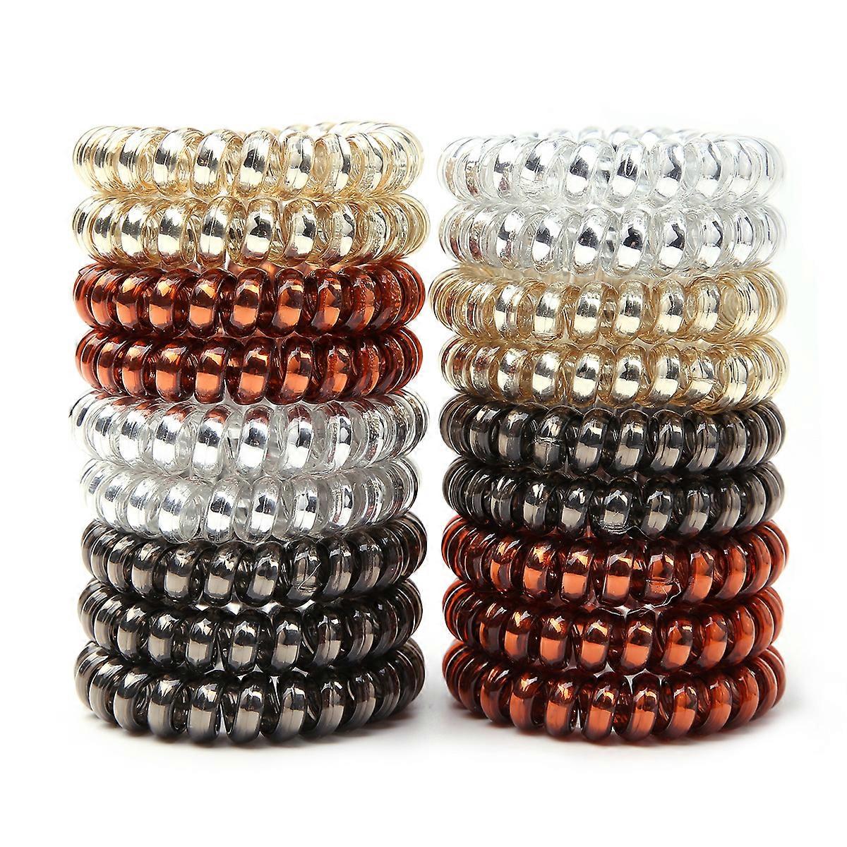 20 Pack Invisible Hair Elastics 5.5cm, with Spiral Shape and Crease Protection, Various Colors