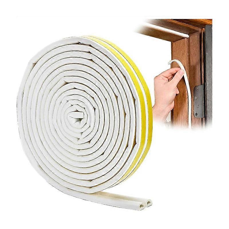 Door Seal, PVC D Profile Window Seal, Door and Window Sealant with Strong Adherence, Noise Insulation and Weather Protection, 6 Meters (White)
