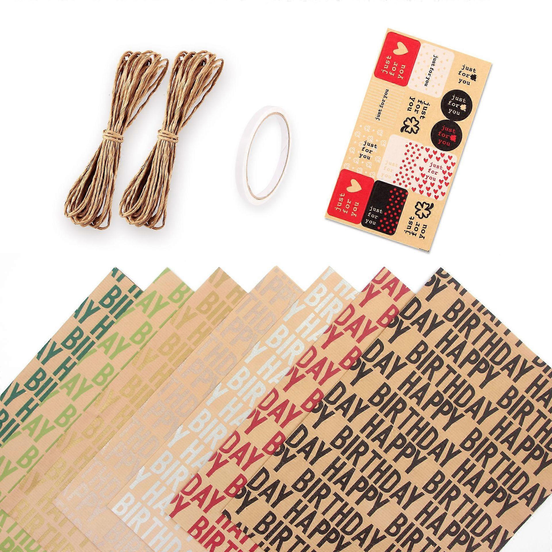 Happy birthday gift wrapping paper retro striped kraft paper wrapping paper gift paper