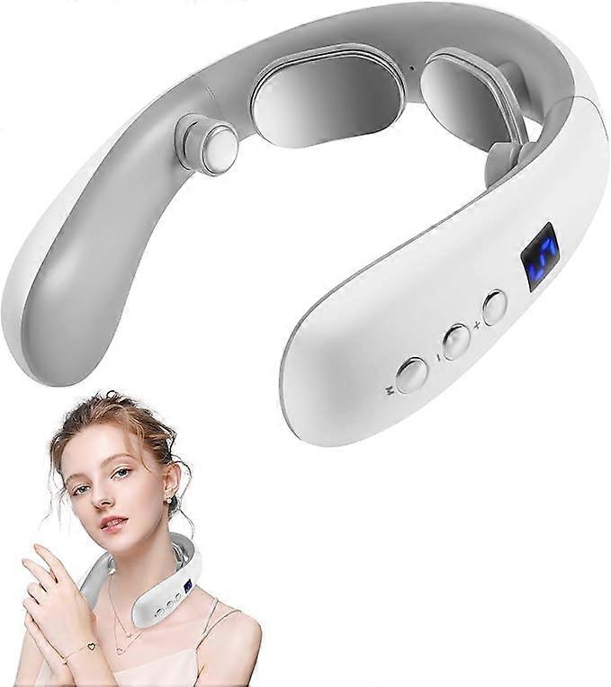 مدلك الرقبة مع الحرارة ، مدلك لمفاوي للرقبة لتخفيف الآلام والتعب ، 10 أوضاع 16 مستوى مدلك رقبة لاسلكي محمول لآلام الرقبة