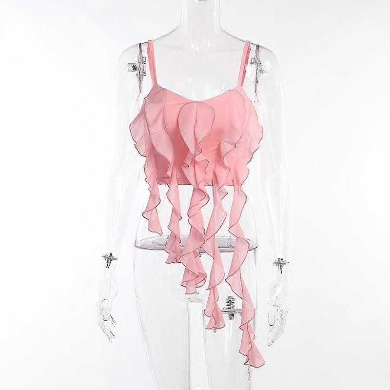 Jy22074 multilayer Ruffle suspender top women's European and American women's clothes 2022 summer new fashion sexy temperament