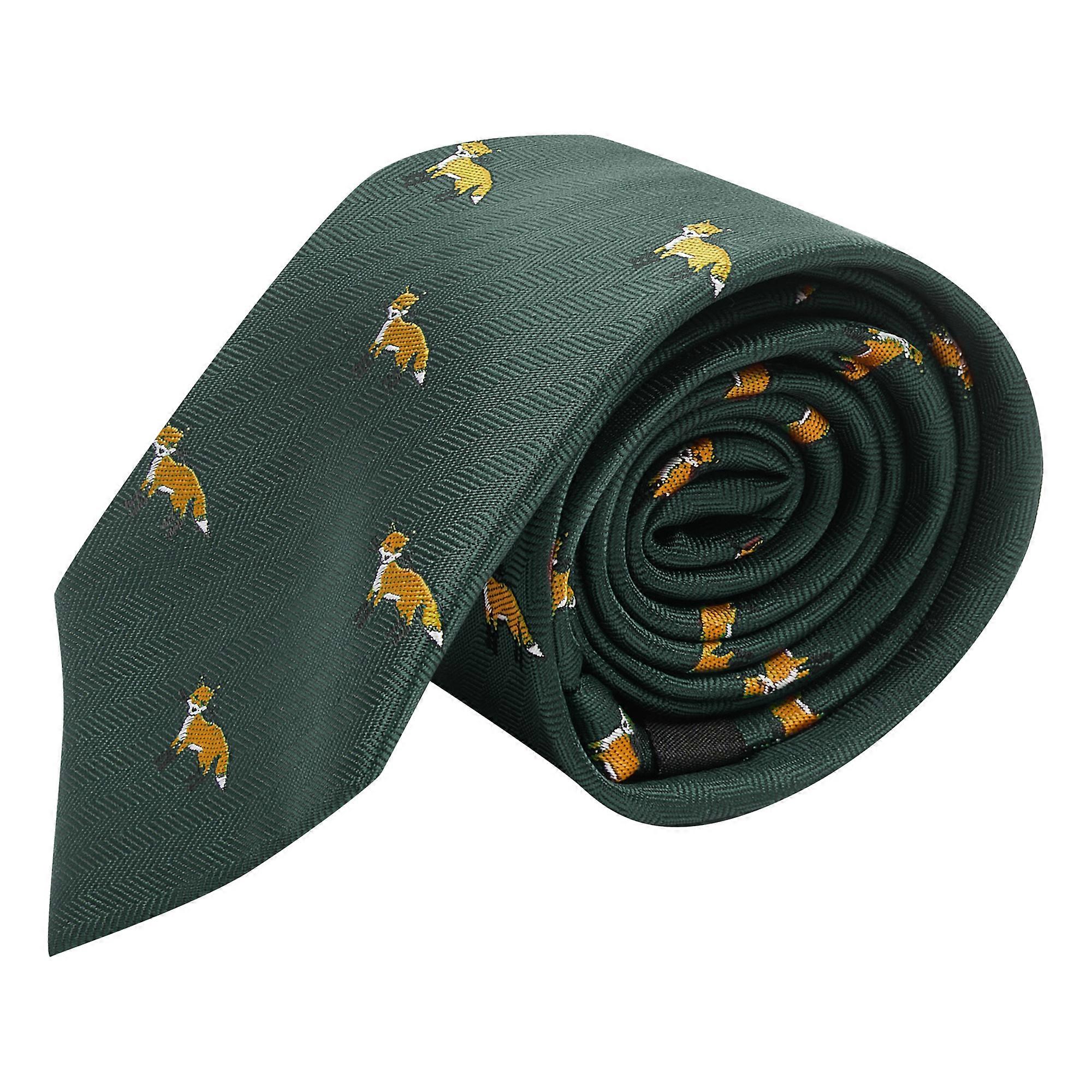 Dark Green Fox Herringbone Tie