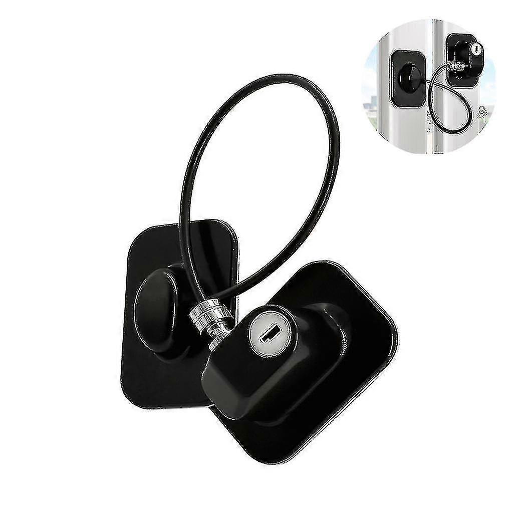 Black Lockable Window Restrictor With Key, 20cm Cable Length Restricts