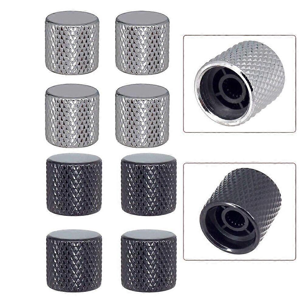 Guitar Knobs Buttons Gifts Knobs Metal Silver/Black Volume 10*7*2CM 4PCS