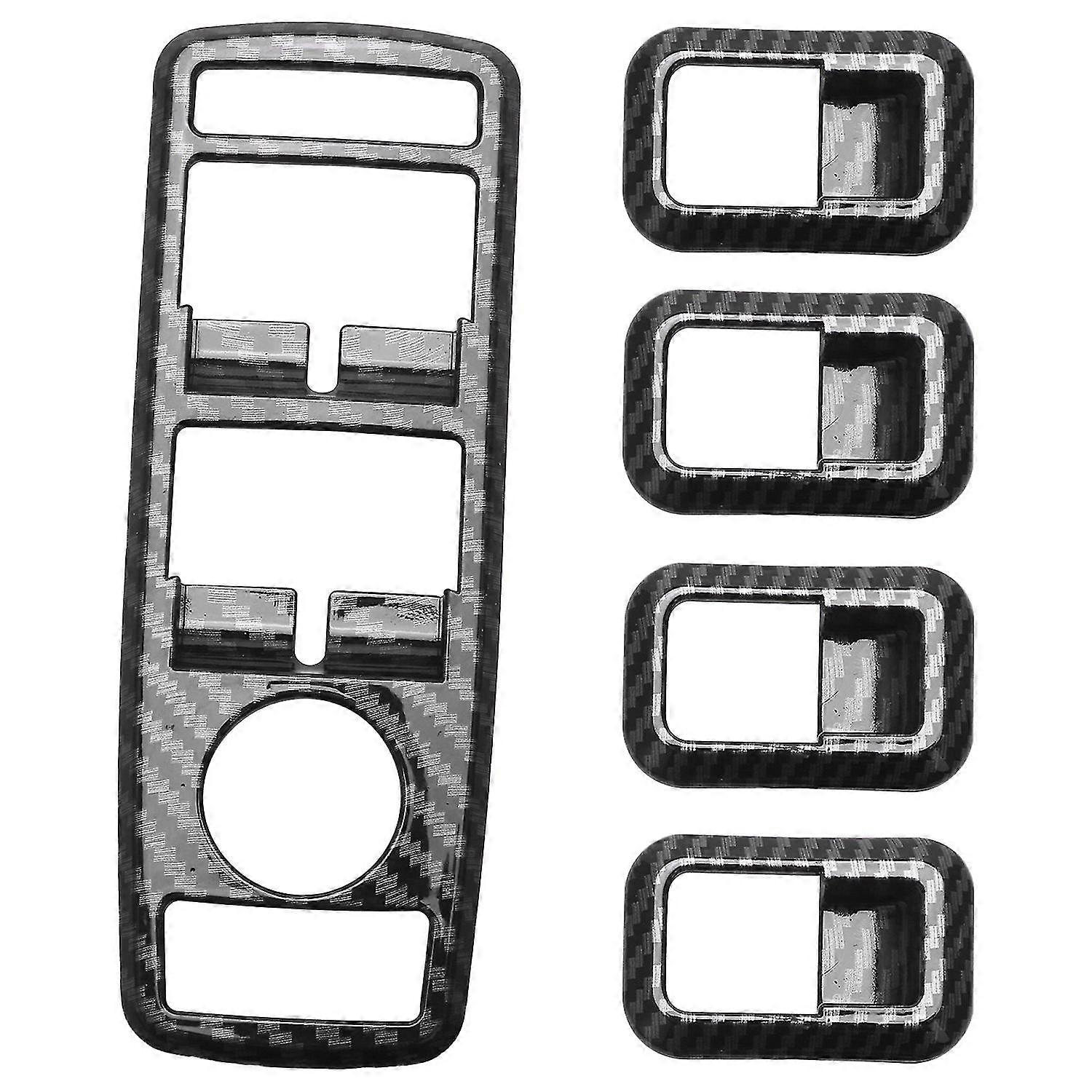 5pcs Car Auto Carbon Fiber Window Switch Button Cover For C E Cla Gla Ml Class W204