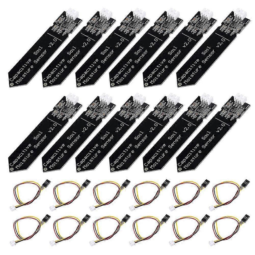 12pcs Capacitive Soil Moisture Sensor Module 3.3-5.5v 3-pin Wgravity Wire Corrosion Resistant For