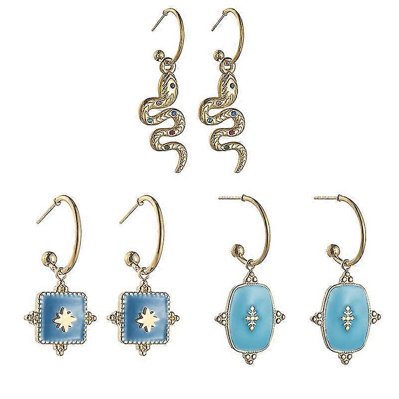 3 par örhängen, vintage ormörhängen