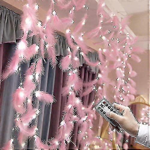 Feather String Lights, Led Decorative Lights, Remote Control Romantic Wall Hanging Curtain Decoration