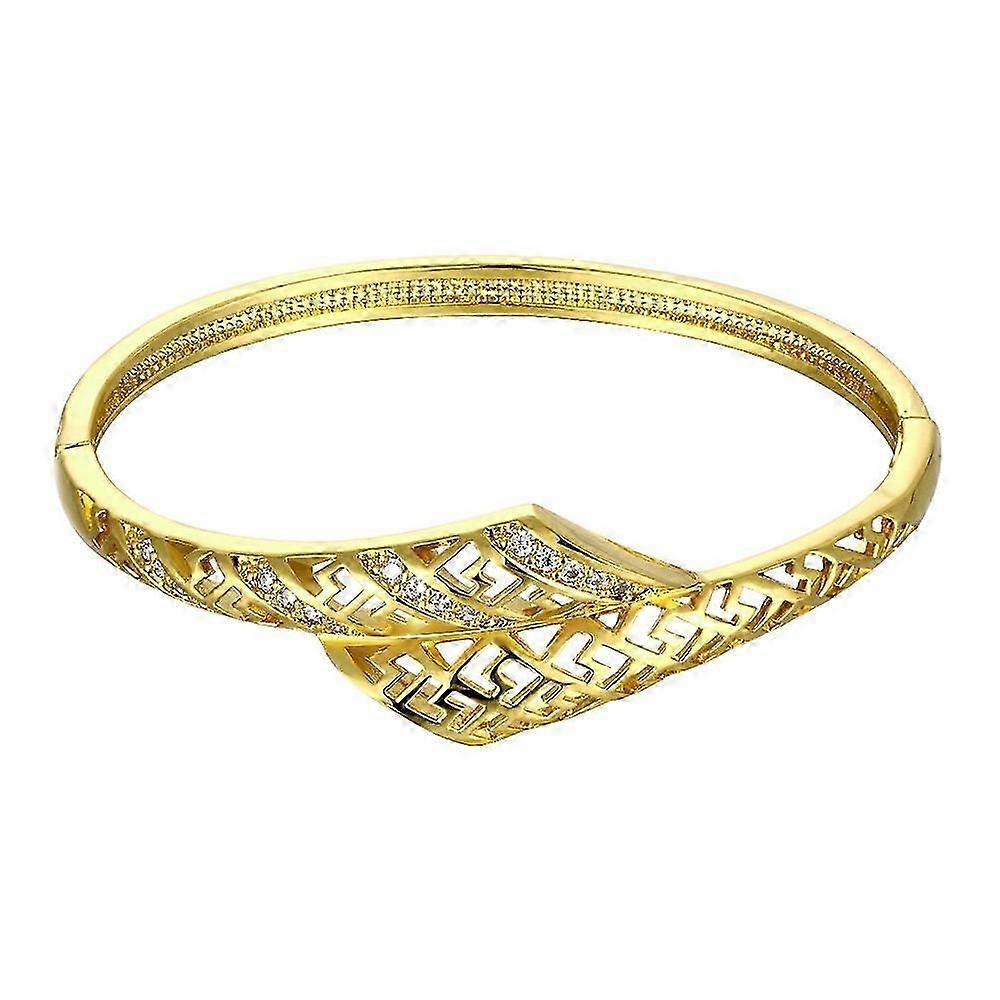 Brass Bangle Bracelet Embedded With Aaa Zircon