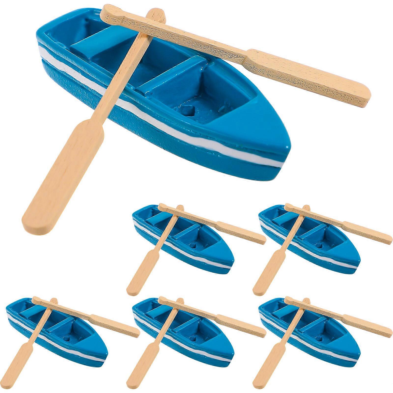 Mini Wooden Boat Model 6Set Assorted Color Wooden Build for Kids Playing