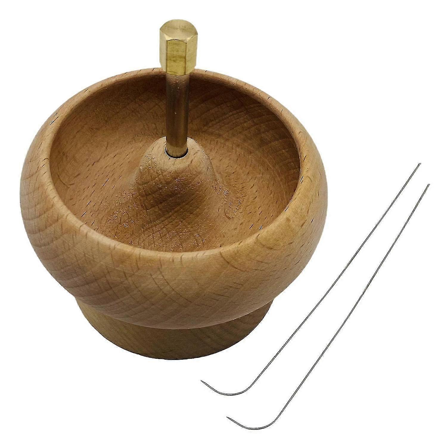 1 Set Bead Bowl Unpainted Labor-Saving Round Diy Making Wood Bead Spinner Holder Handicraft Tools