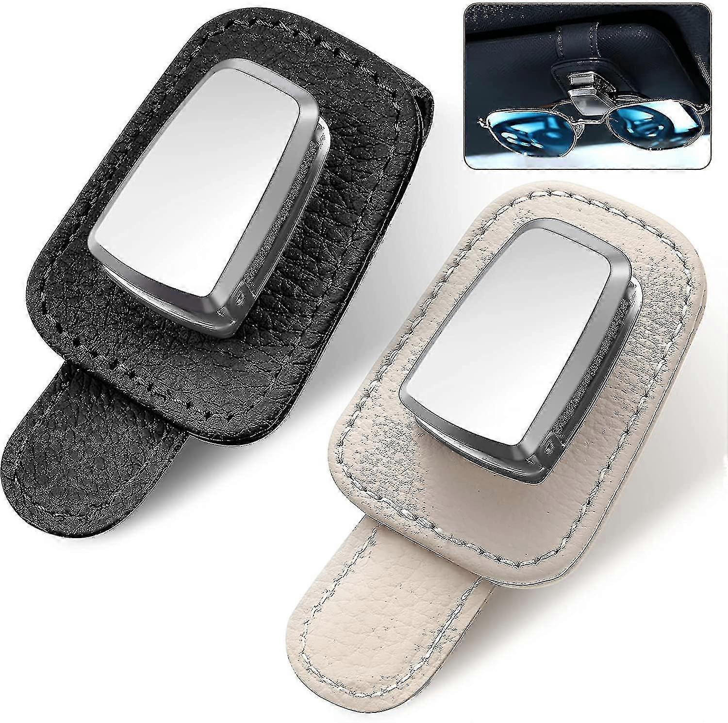 2 Packs Car Glasses H Car Visor Sunglasses H Clip Eyeglasses H And Ticket Cl