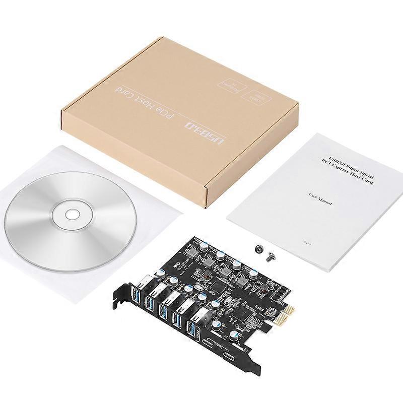 PCI-E USB3.0 Karte 7-Port Typ C (2) TypA (5) FL1100 Chip 5Gbps für Desktop-PC