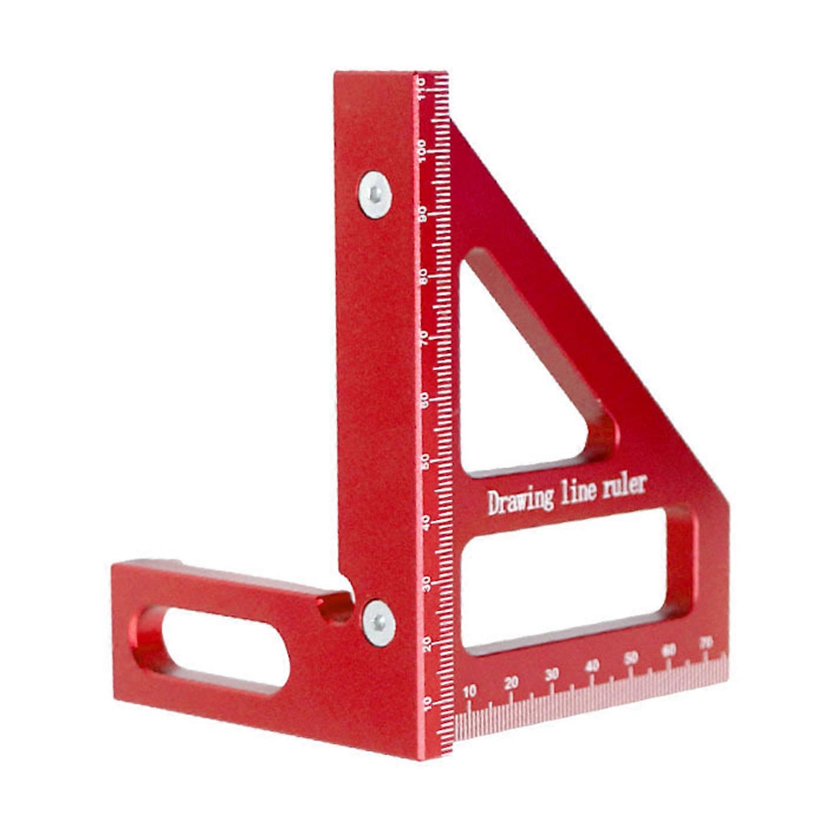 DTCY Woodworking Square Protractor 45 90 Degree Miter Triangular Ruler Scriber Layout Measuring Tool for Engineer Carpenter Red