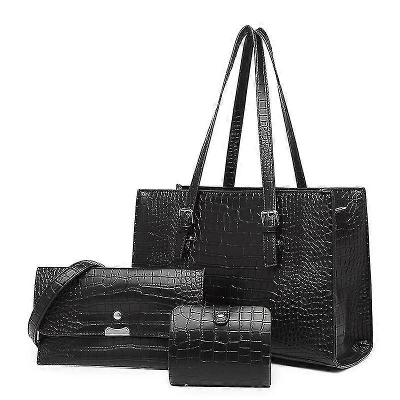 New Single Shoulder Crossbody Handbag Mother Bag Three Piece Set With Crocodile Pattern Women's Bag, Large Capacity