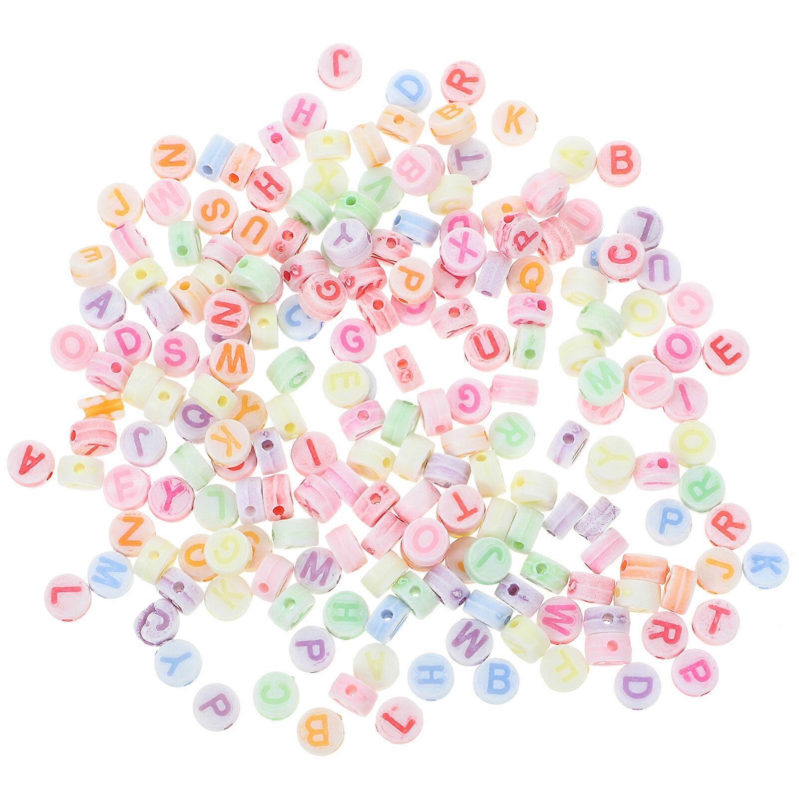 200pcs 7mm Colorful Round Letters Spacers Beads