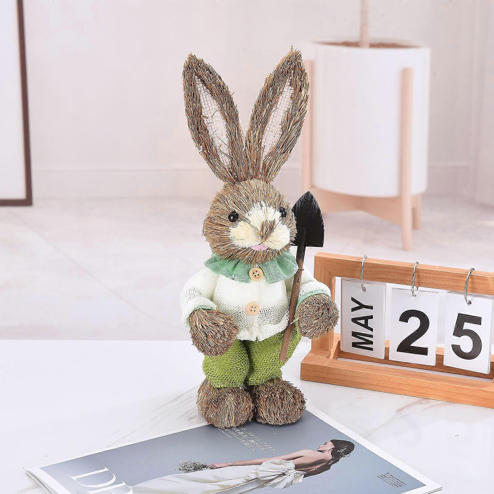 New Easter Straw Bunny Figurine Creative Easter Rabbit Decoration Straw Rabbit Ornament Nice
