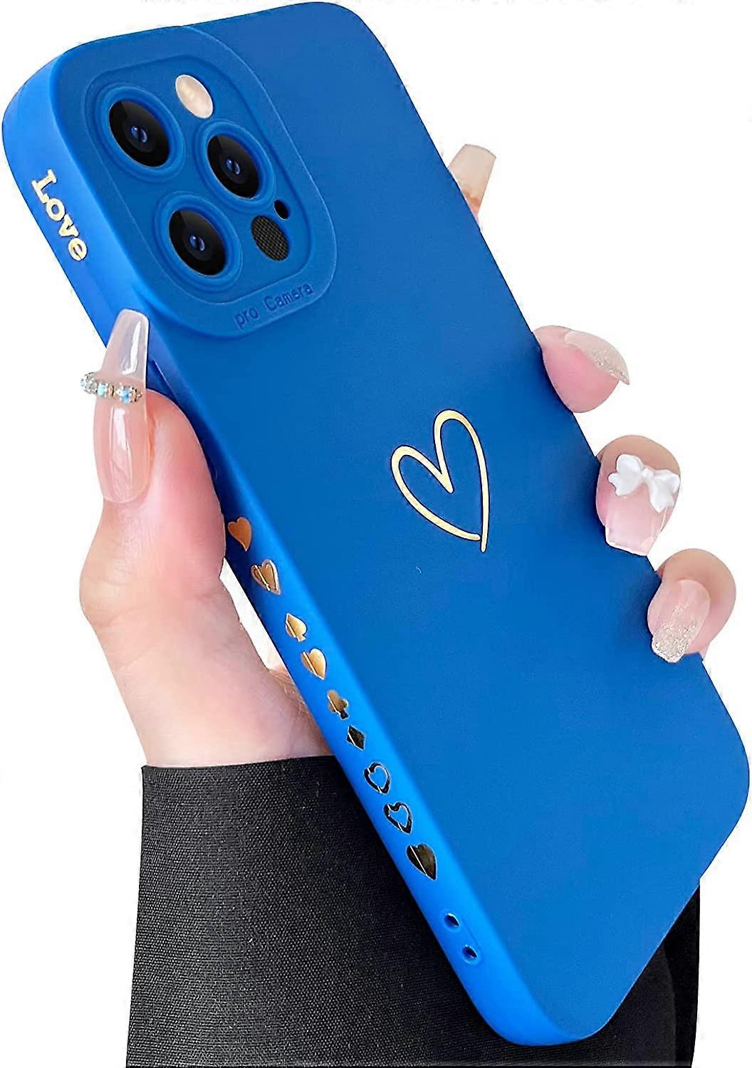 Compatible with iPhone 12 Pro Max Case Luxury Gold Heart Pattern Soft Liquid Silicone Shockproof Case for Women Girls Side Cute Plated Heart Pattern S