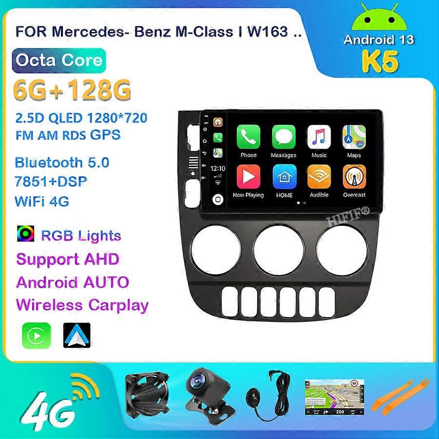 8+128G Car Android Radio Player Navigation GPS For Mercedes Benz M-Class W163 ML 2001 - 2005 IPS DSP RDS 4G WIFI 2din NO dvd