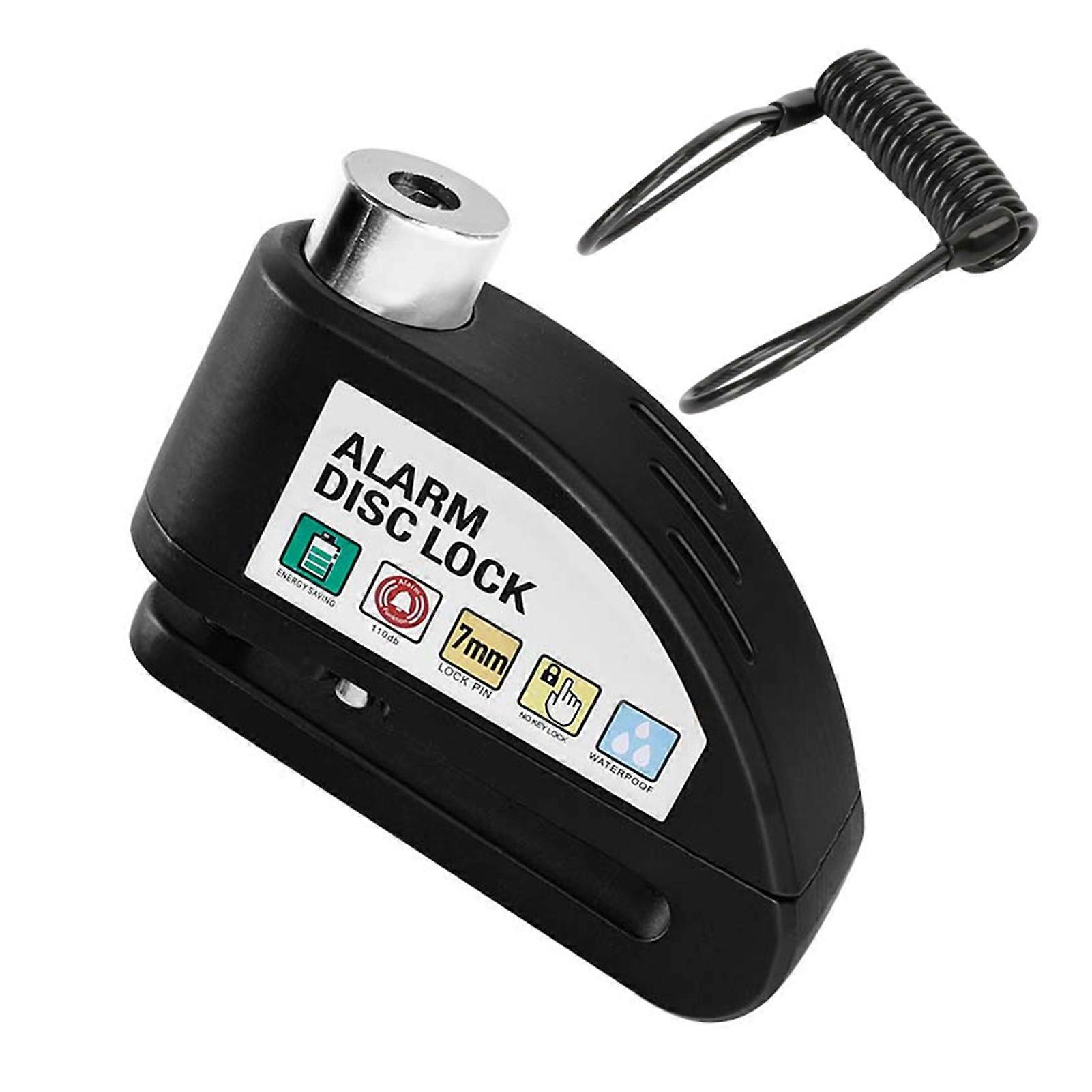 Bike Disc Brake Lock with Warning Rope High Decibels Anti-Theft Alarm Heavy Duty Metal Motorcycle Mountain Bike Security Disc Lock Cycling Equipment