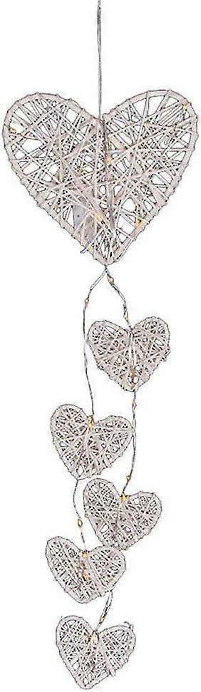 Wall Hanging Wicker Hearts Led String Lights Battery Operated Rattan Decal.